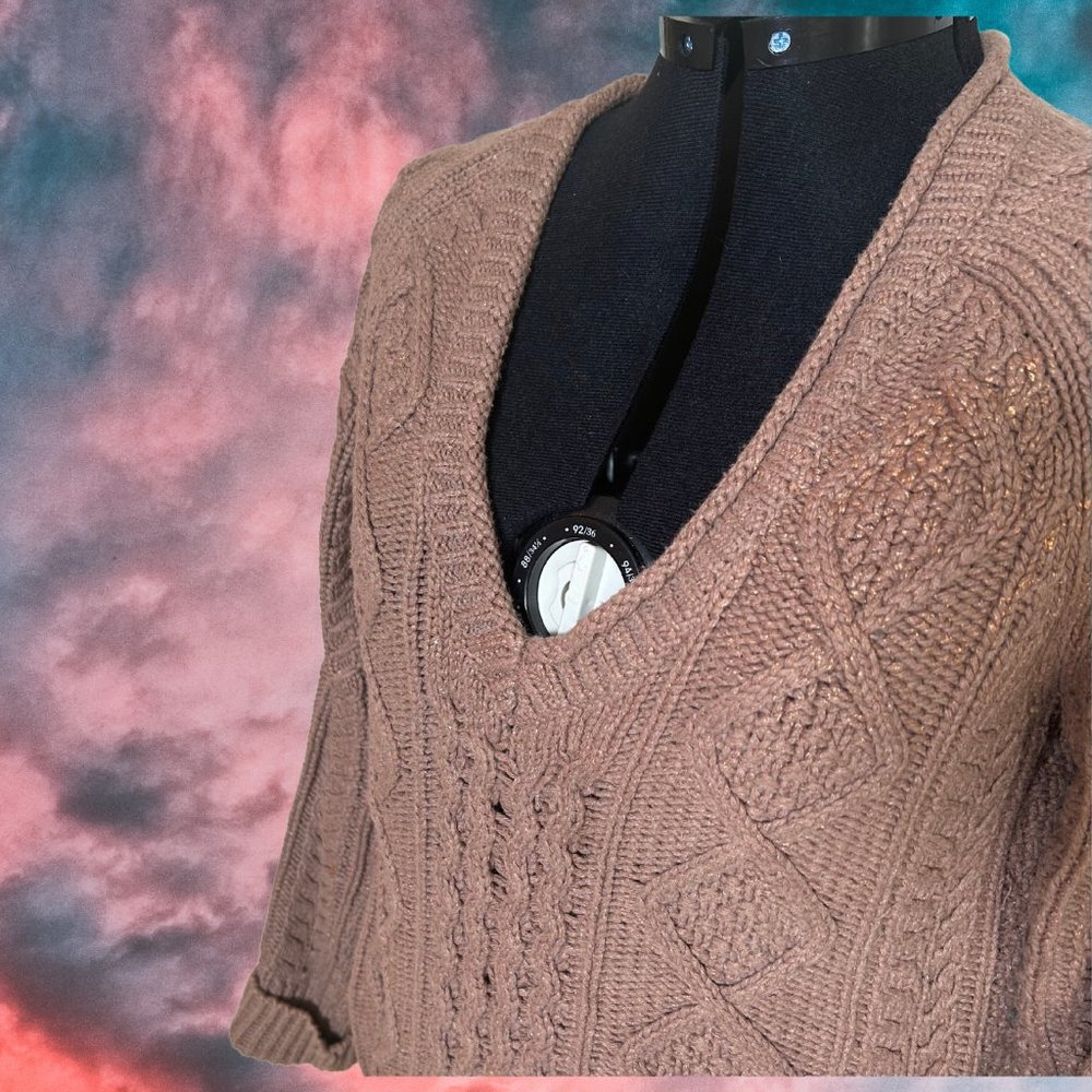 Charlotte Ronson Taupe V Neck Sweater, L